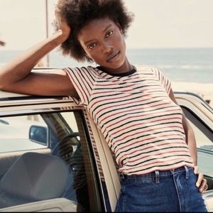 EUC Doen Size S Bebe Tee in Riviera Stripe